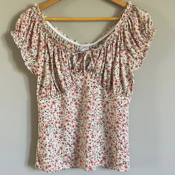 Y2K Milkmaid Ditzy Floral Top Babydoll L 11 13 Cottagecore Coquette Milk Maid - Picture 1 of 10